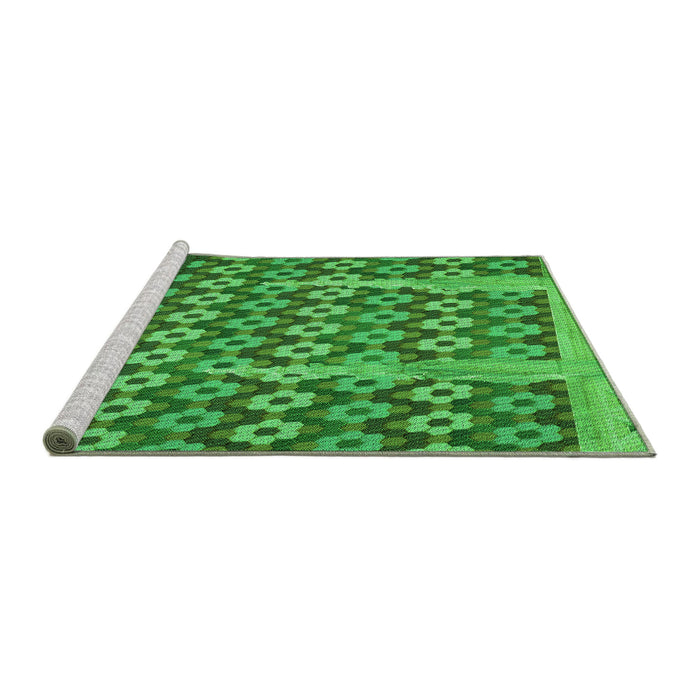 Sideview of Machine Washable Transitional Green Rug, wshpat2844grn