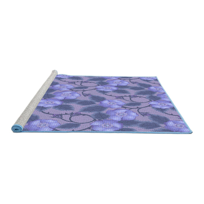 Sideview of Machine Washable Transitional Slate Blue Rug, wshpat2847blu