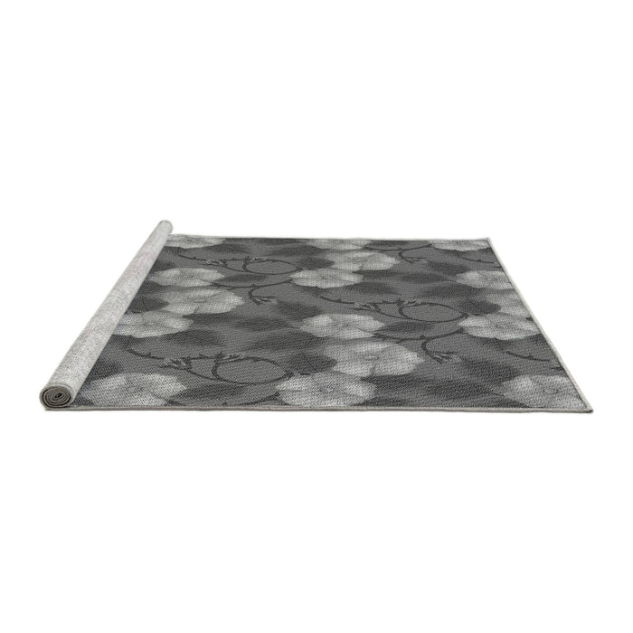 Sideview of Machine Washable Transitional Grey Gray Rug, wshpat2847gry