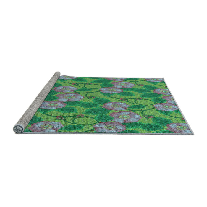 Sideview of Machine Washable Transitional Green Rug, wshpat2847lblu