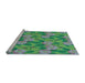 Sideview of Machine Washable Transitional Green Rug, wshpat2847lblu