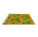 Sideview of Machine Washable Transitional Green Rug, wshpat2847yw