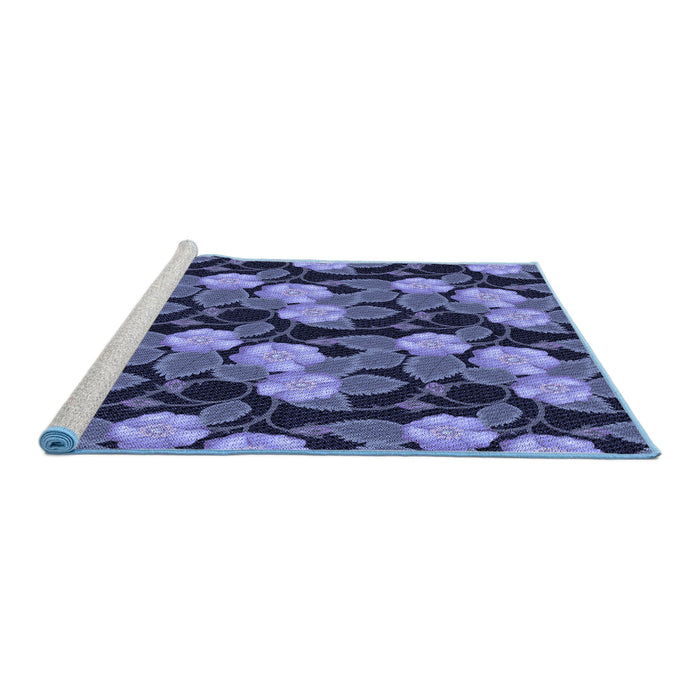 Sideview of Machine Washable Transitional Blue Rug, wshpat2848blu