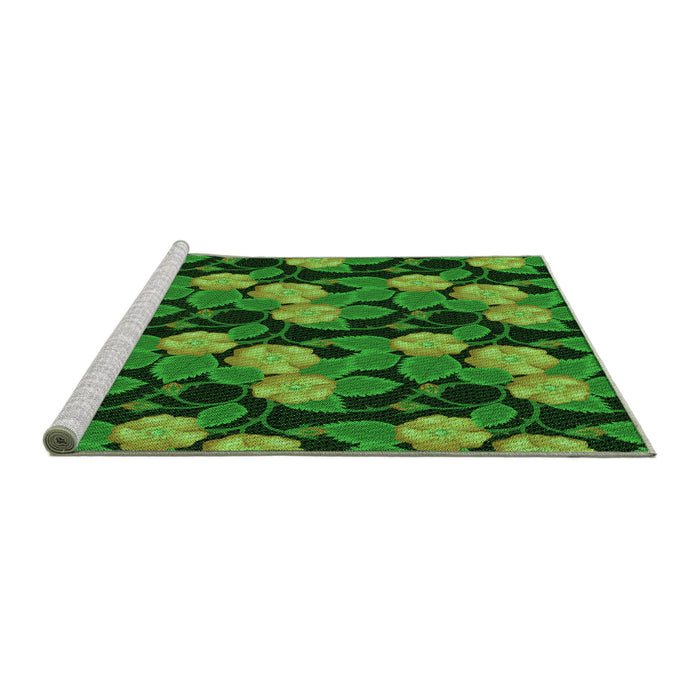 Sideview of Machine Washable Transitional Deep Emerald Green Rug, wshpat2848grn