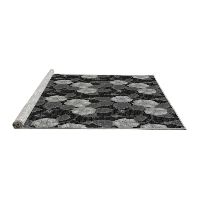 Sideview of Machine Washable Transitional Charcoal Black Rug, wshpat2848gry