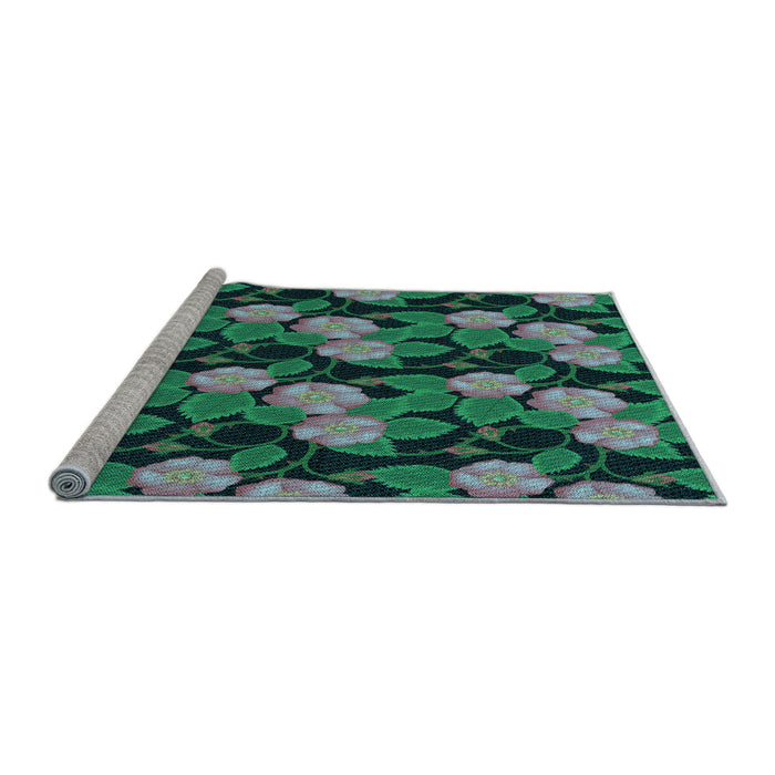 Sideview of Machine Washable Transitional Mint Green Rug, wshpat2848lblu