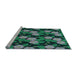 Sideview of Machine Washable Transitional Mint Green Rug, wshpat2848lblu