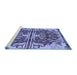 Sideview of Machine Washable Transitional Blue Rug, wshpat2849blu