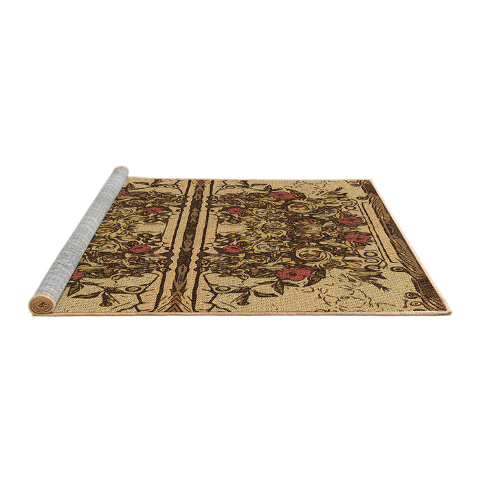 Sideview of Machine Washable Transitional Red Brown Rug, wshpat2849brn