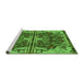 Sideview of Machine Washable Transitional Green Rug, wshpat2849grn