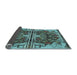 Thickness of Patterned Medium Turquoise Green Rug, pat2849lblu
