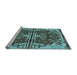 Sideview of Machine Washable Transitional Medium Turquoise Green Rug, wshpat2849lblu