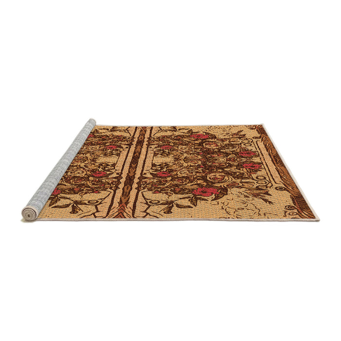Sideview of Machine Washable Transitional Saffron Red Rug, wshpat2849org