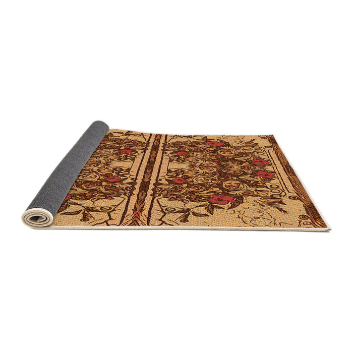 Thickness of Patterned Saffron Red Rug, pat2849org
