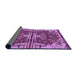 Thickness of Patterned Dark Magenta Purple Rug, pat2849pur