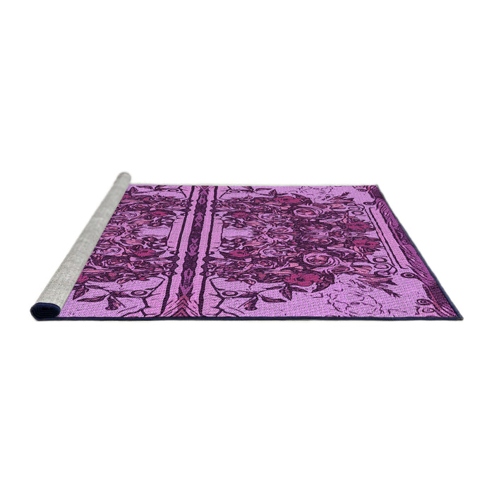 Sideview of Machine Washable Transitional Dark Magenta Purple Rug, wshpat2849pur