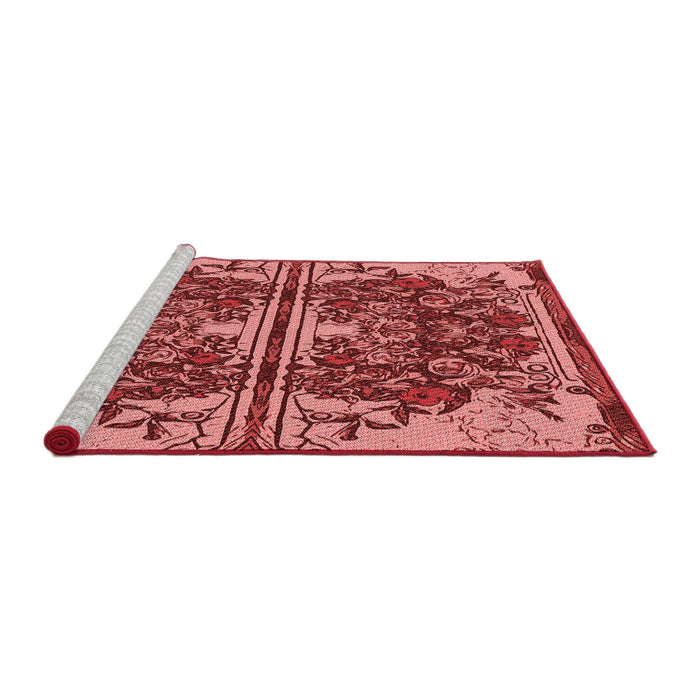 Sideview of Machine Washable Transitional Tomato Red Rug, wshpat2849rd