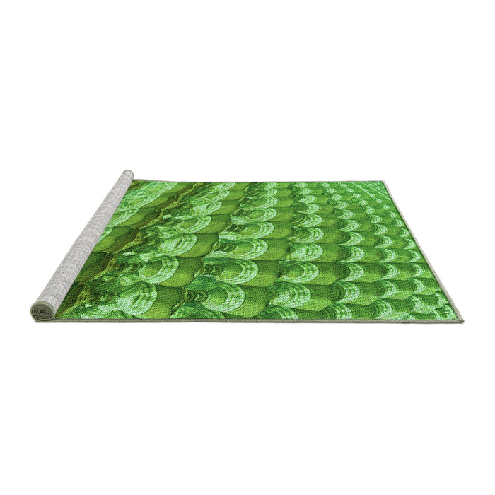 Sideview of Machine Washable Transitional Green Rug, wshpat285grn