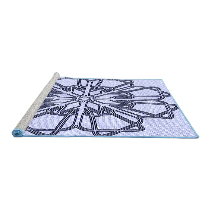 Sideview of Machine Washable Transitional Lavender Blue Rug, wshpat2850blu