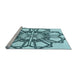 Sideview of Machine Washable Transitional Electric Blue Rug, wshpat2850lblu