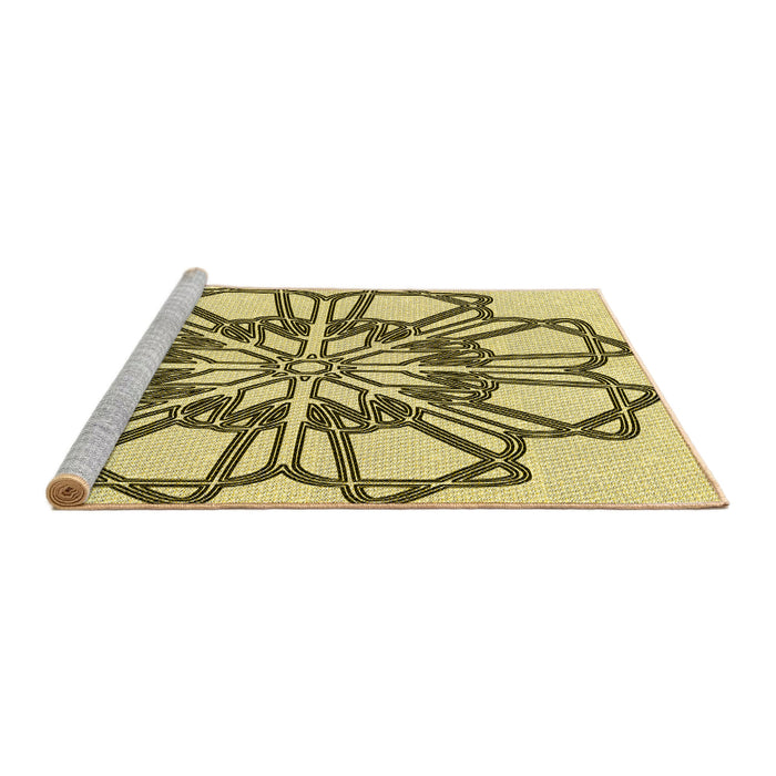 Sideview of Machine Washable Transitional Oak Brown Rug, wshpat2850yw