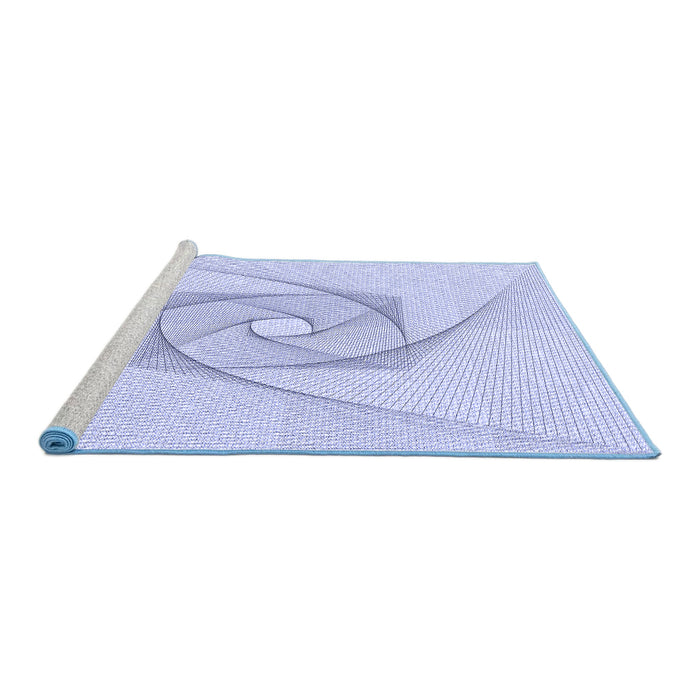 Sideview of Machine Washable Transitional Lavender Blue Rug, wshpat2851blu