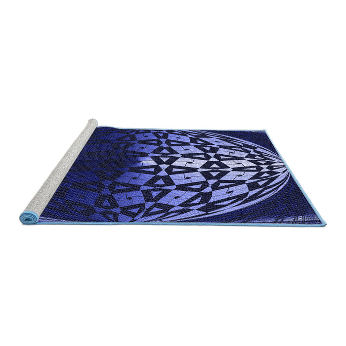 Sideview of Machine Washable Transitional Night Blue Rug, wshpat2852blu