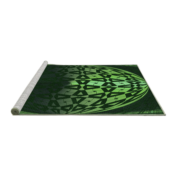 Sideview of Machine Washable Transitional Dark Lime Green Rug, wshpat2852grn