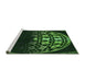 Sideview of Machine Washable Transitional Dark Lime Green Rug, wshpat2852grn