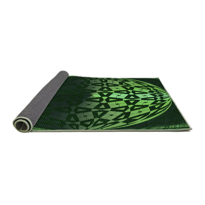 Thickness of Patterned Dark Lime Green Rug, pat2852grn