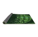 Thickness of Patterned Dark Lime Green Rug, pat2852grn