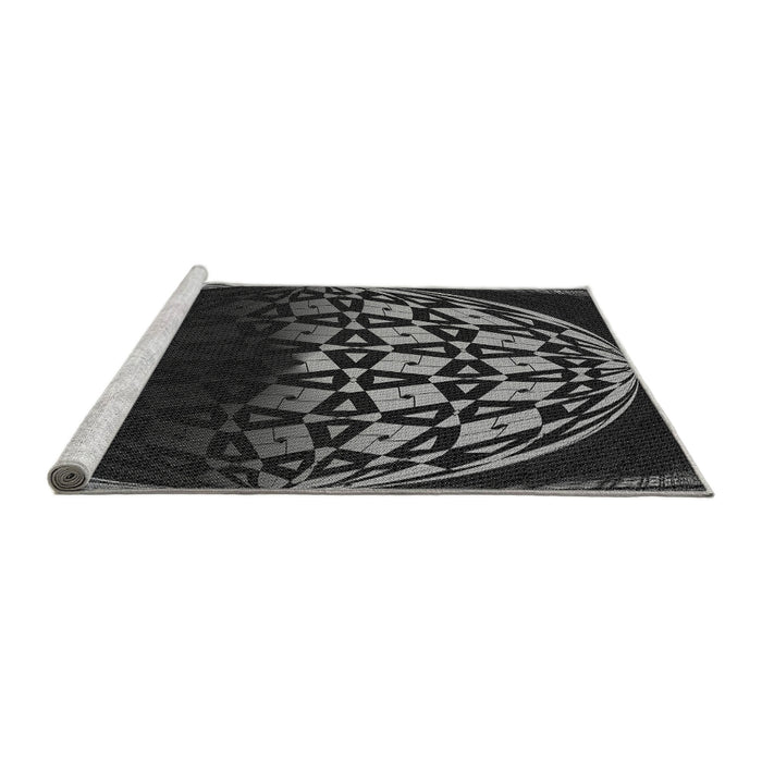 Sideview of Machine Washable Transitional Midnight Gray Rug, wshpat2852gry