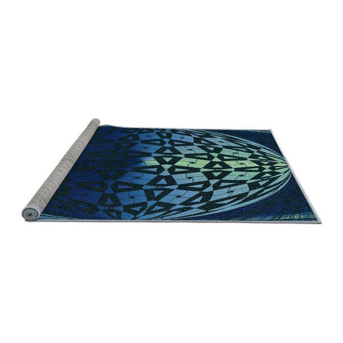 Sideview of Machine Washable Transitional Blue Ivy Blue Rug, wshpat2852lblu
