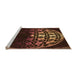 Square Machine Washable Transitional Black Brown Rug, wshpat2852org