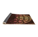 Thickness of Patterned Black Brown Rug, pat2852org