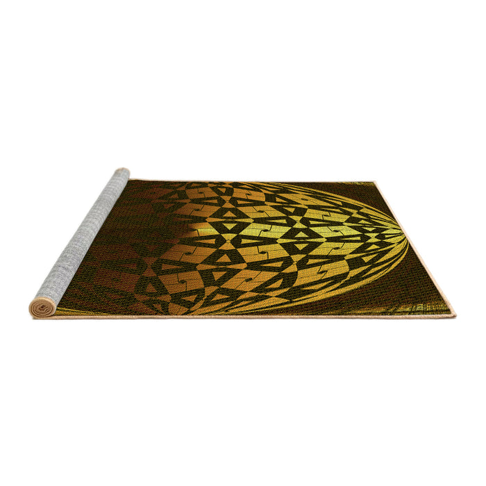 Sideview of Machine Washable Transitional Black Brown Rug, wshpat2852yw