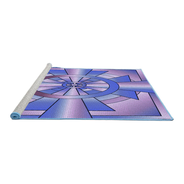 Sideview of Machine Washable Transitional Slate Blue Rug, wshpat2854blu