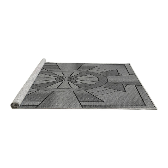 Serging Thickness of Machine Washable Transitional Grey Gray Rug, wshpat2854gry