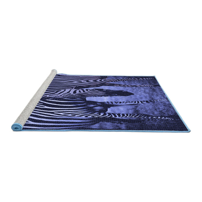Sideview of Machine Washable Transitional Medium Slate Blue Rug, wshpat2855blu