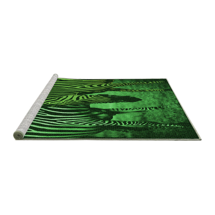 Sideview of Machine Washable Transitional Dark Forest Green Rug, wshpat2855grn