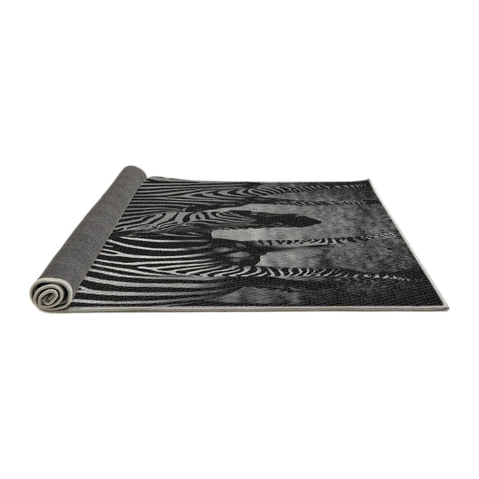 Thickness of Patterned Charcoal Black Rug, pat2855gry