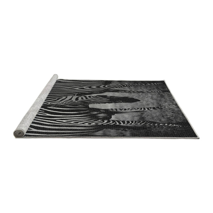 Sideview of Machine Washable Transitional Charcoal Black Rug, wshpat2855gry