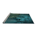 Sideview of Machine Washable Transitional Deep Teal Green Rug, wshpat2855lblu