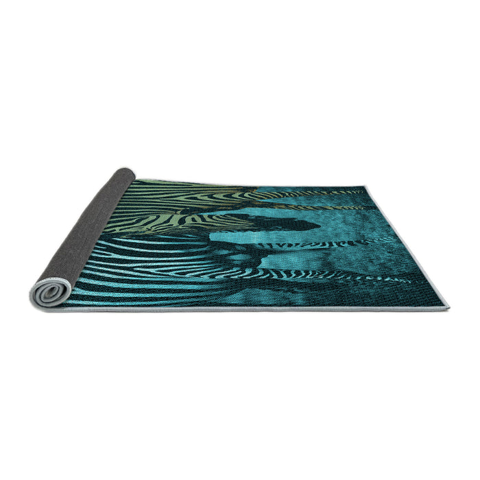 Thickness of Patterned Deep Teal Green Rug, pat2855lblu