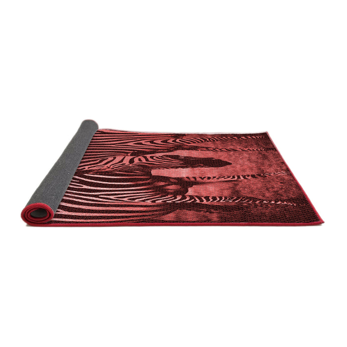 Thickness of Patterned Maroon Red Rug, pat2855rd