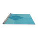 Sideview of Machine Washable Transitional Bright Cyan Blue Rug, wshpat2856lblu