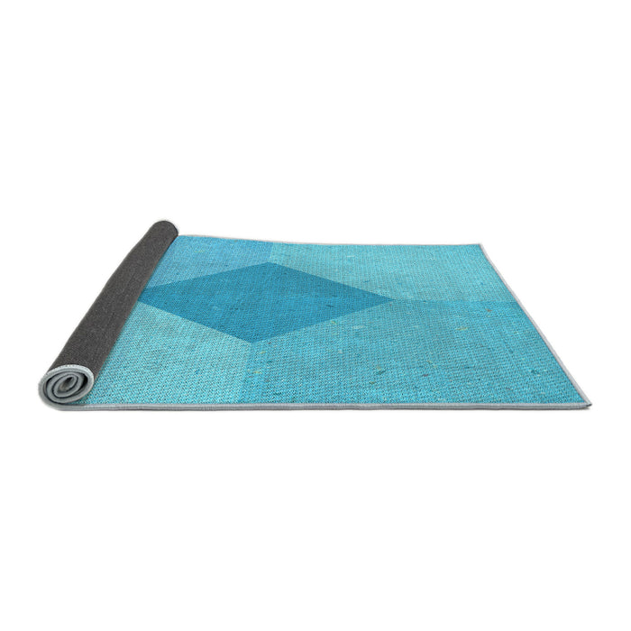Thickness of Patterned Bright Cyan Blue Rug, pat2856lblu