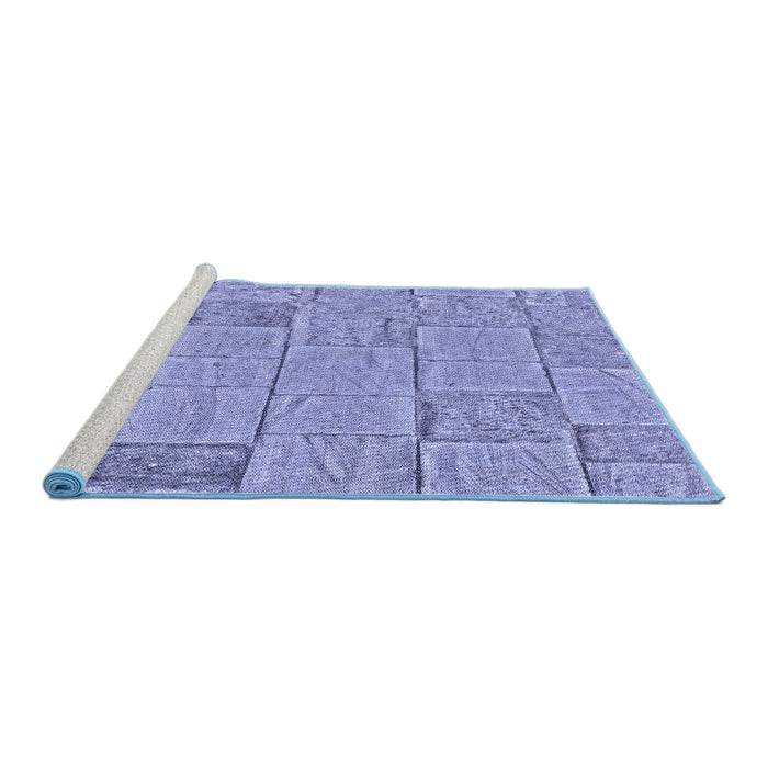 Sideview of Machine Washable Transitional Purple Mimosa Purple Rug, wshpat2858blu
