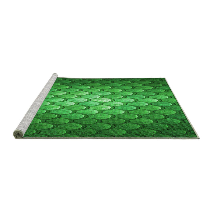 Sideview of Machine Washable Transitional Green Rug, wshpat2859grn