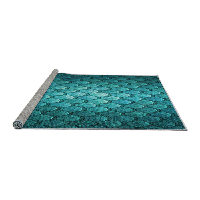 Sideview of Machine Washable Transitional Teal Green Rug, wshpat2859lblu